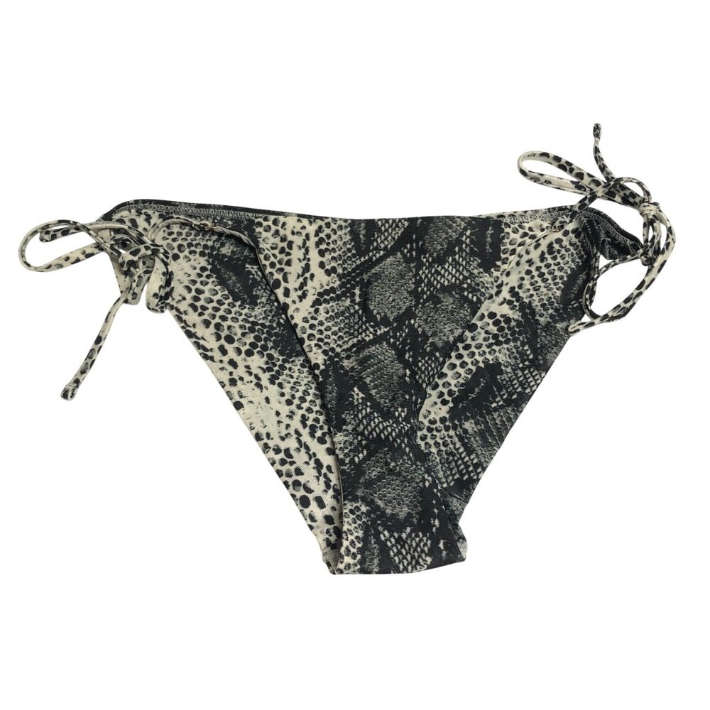 Aerie Bikini Bottom Cheeky String Ties Snake Print Black Gray M